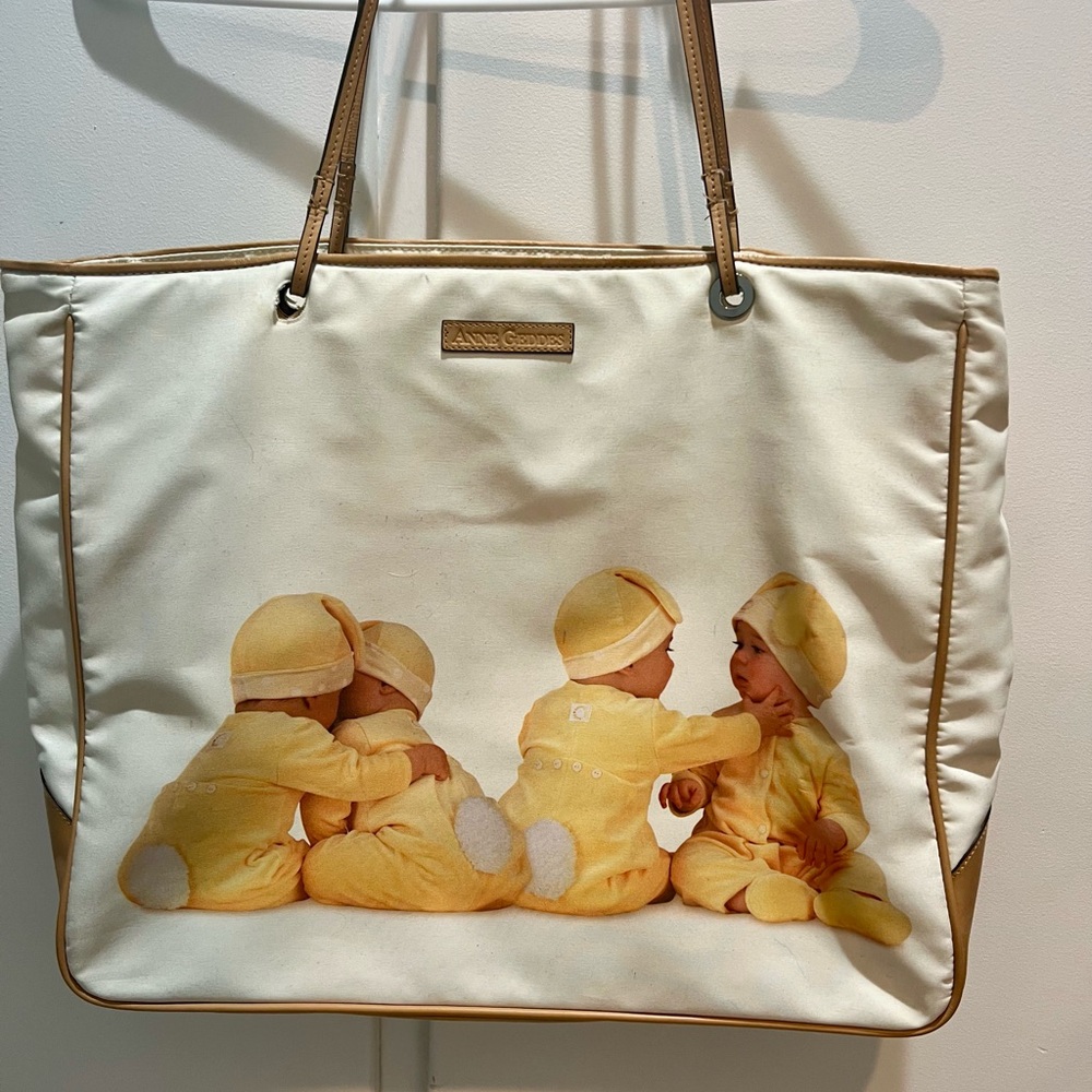 Authentic Anne Geddes Cream and Tan Diaper Bag